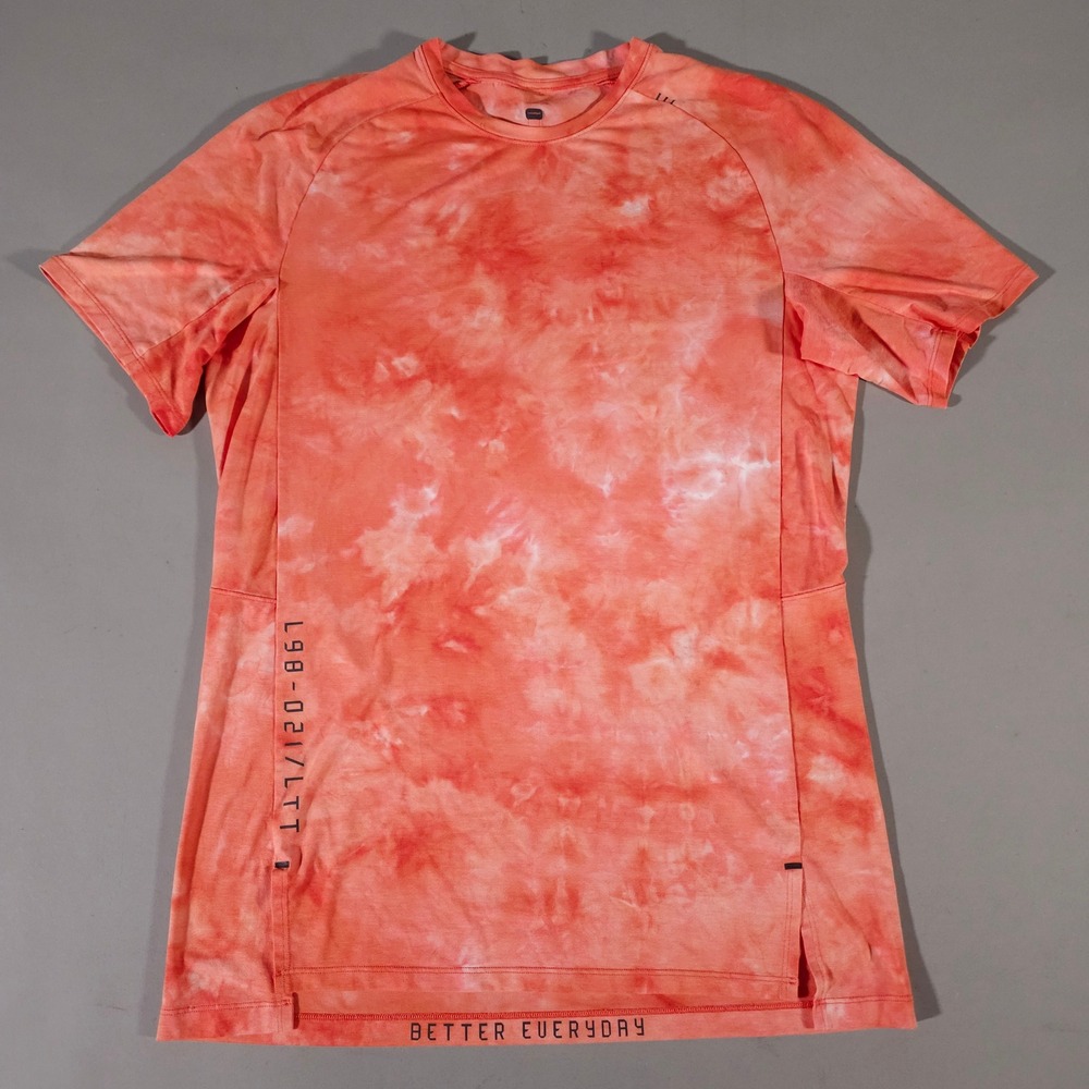 Lululemon Tie Dye Short Sleeve Shirt Mens Large Orange Better Everyday Athletic